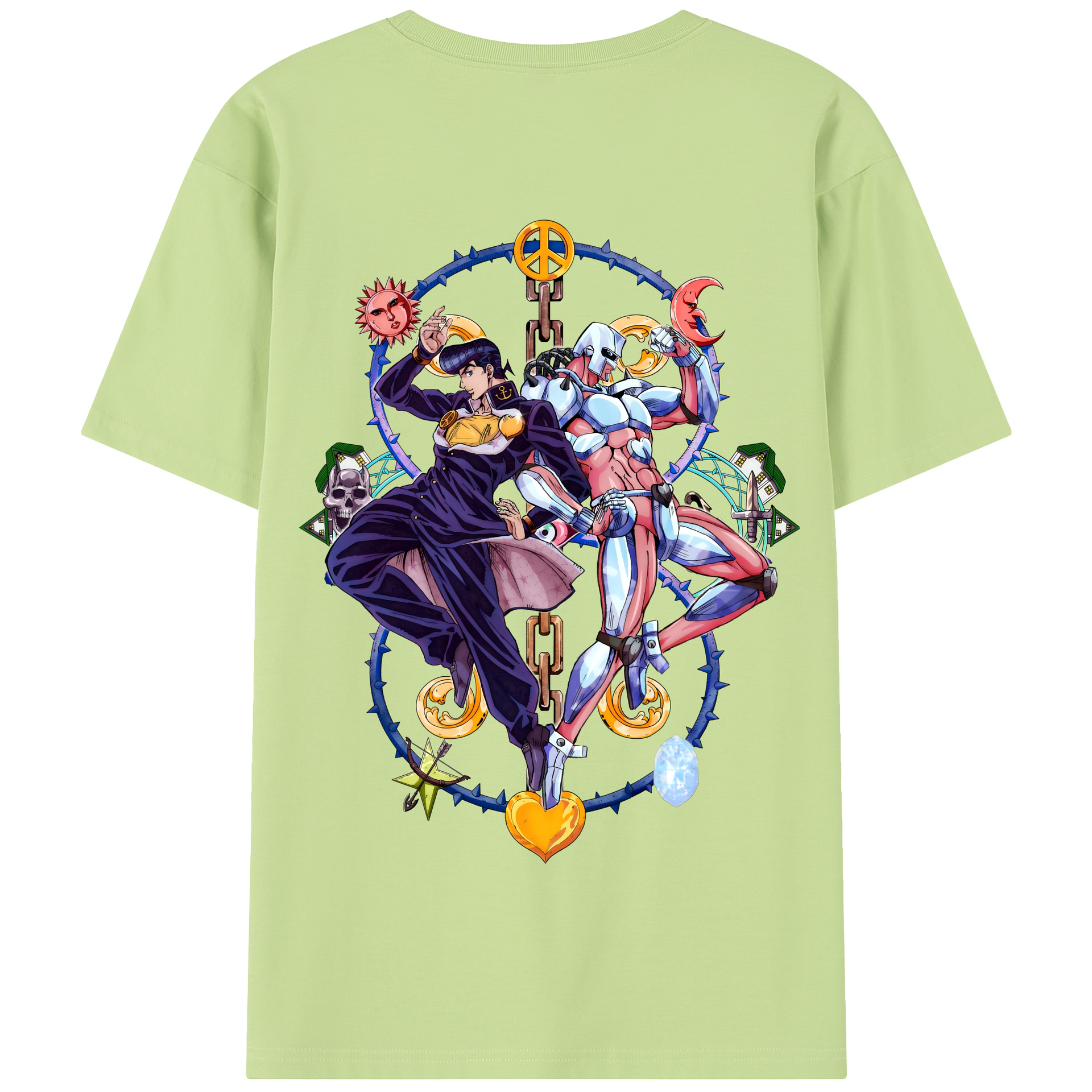 （画像用） ジョジョの奇妙な冒険 ひがしかた じょうすけ JoJo's Bizarre Adventure Higashikata Josuke 綿100％半袖Tシャツ（背面プリント）